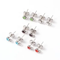 kissitty 30 pairs mixed color rhinestone stainless steel stud earring findings with loop for women diy accessories jewelry
