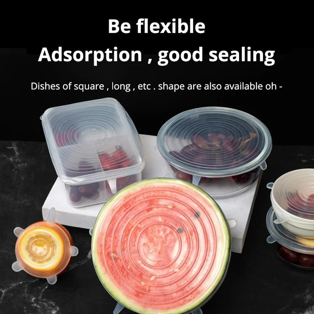 

Preservation Cover Refrigerator Food Bowl Silicone Elastic Sealed Package Cover Cover Silicone 6pcs/set Universal Stretchable