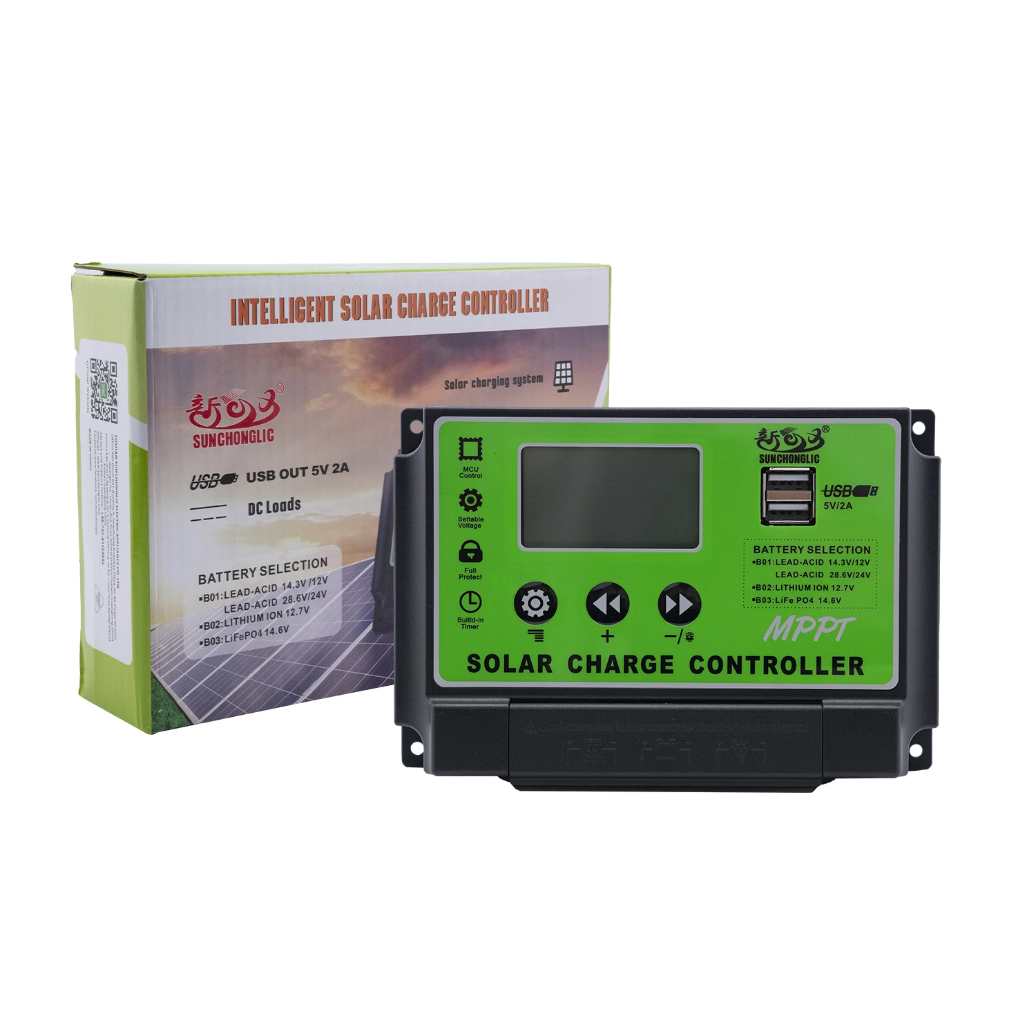 

Sunchonglic factory wholesale price 12V 24V 40A 40amp solar charge solar charger mppt controllers