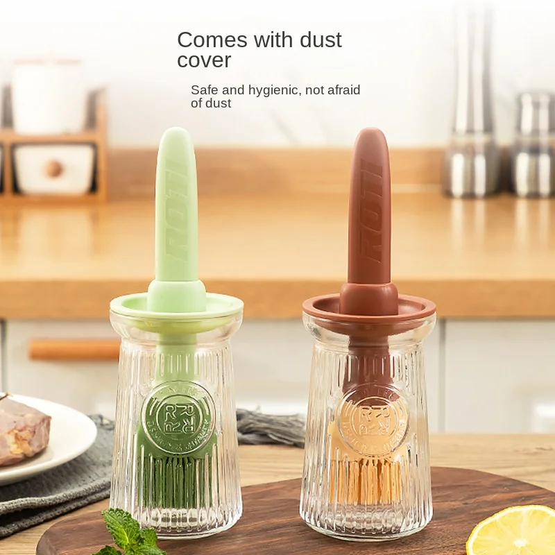 

Portable Grill Oil Brushes Silicone Push Oil Bottle Brush with Storage Cover Kitchen Baking Pastry Barbecue Oil Brushes Gadgets