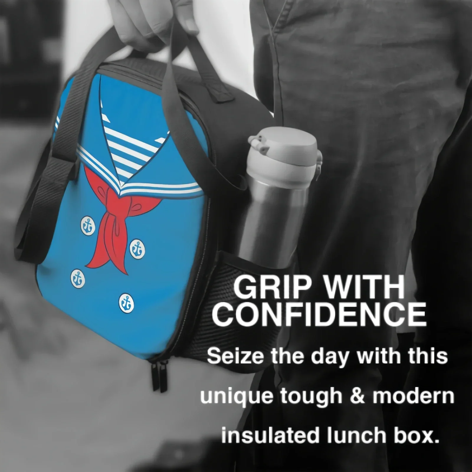 Темно-синий моряк изолированная сумка для ланча школы работы пикника морской