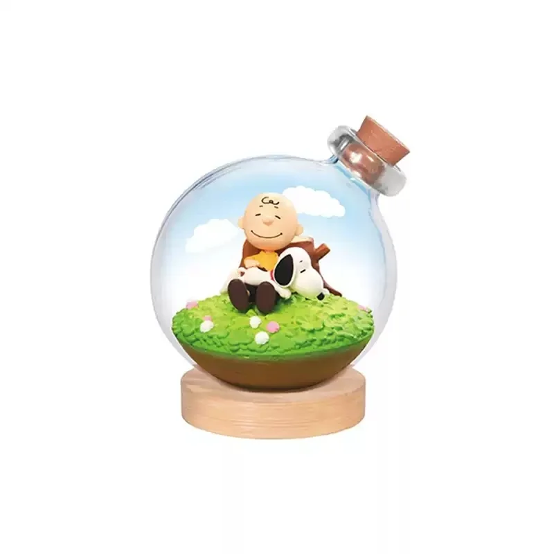Фото В наличии: Оригинальная игрушка-еда RE-MENT Snoopy Time Ecological Bottle Serie, прозрачная стеклянная капсула времени, миниатюрная сцена, слепая коробка №5