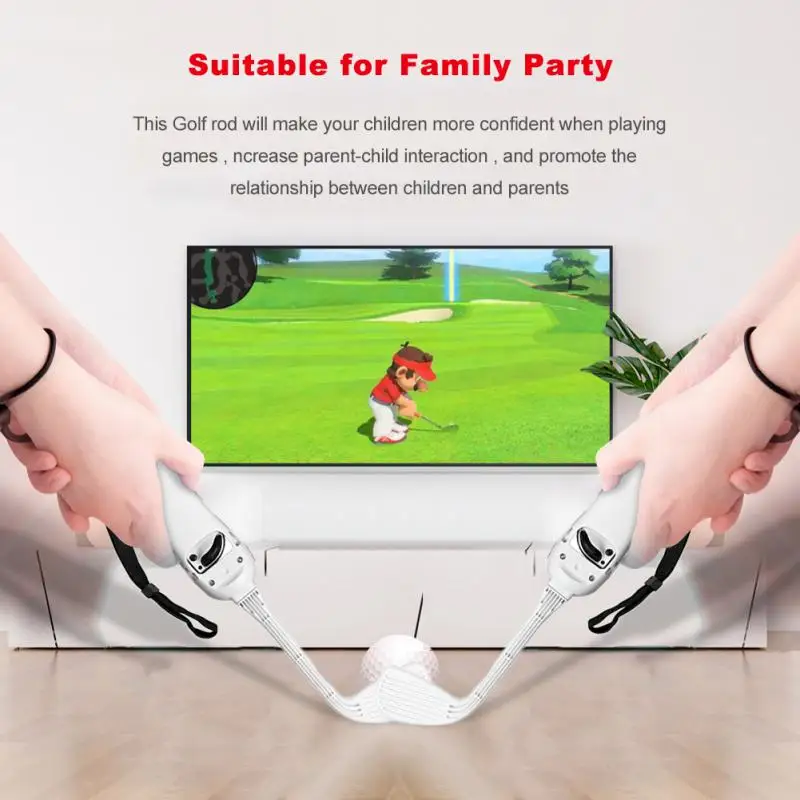 

White Small Handle Handle Somatosensory Golf Game Grip Golf Game With Wrist Straps Golf Club Grip Sword For Switch/oled Sport