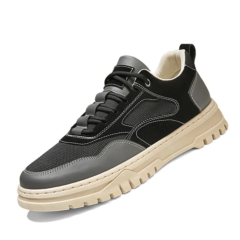 

Spring/Autmun Men's Casual Shoes Platform Lace-Up Mens Sneakers Breathable Mesh Man Leisure Sports Shoes Soft Flat Boat Shoes