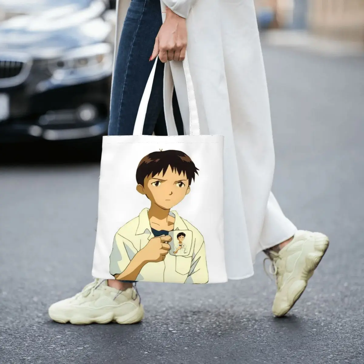 

Shinji Women Canvas Handbag Large Capacity Shopper Bag Cute Cartoon Tote Bag withSmall Shoulder Bag