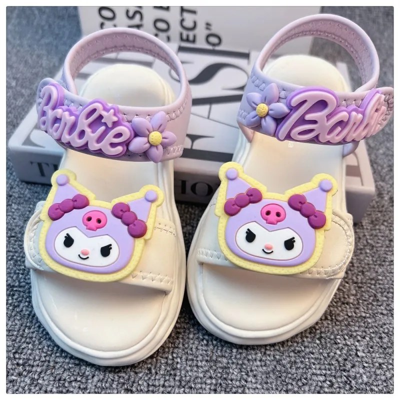 

Kawaii Sanrio Hellokitty Mymelody Kuromi Pompom Purin Children's Fashion Beach Shoes Non-Slip Comfortable Soft Soled Sandals