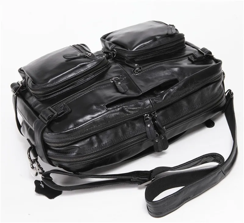 Retro fashion desig natural real leather men business portable coffee briefcase outdoor large-capacity multifunctional backpack