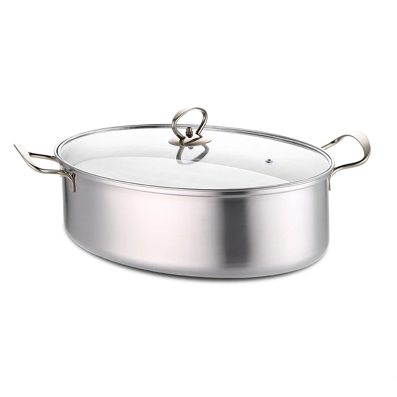 

Stainless Steel Cooking Pot Oval Steamer Thicken Double-Layer Fish Steamer Cooker Induction Cooker Stoompan Kitchen Supplies