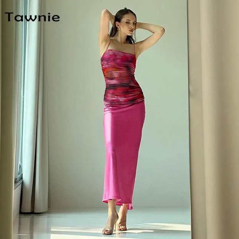 

Женское винтажное платье с принтом Tawnie, длинное облегающее Клубное платье без рукавов, Вечернее Платье макси с открытыми плечами, лето 2023