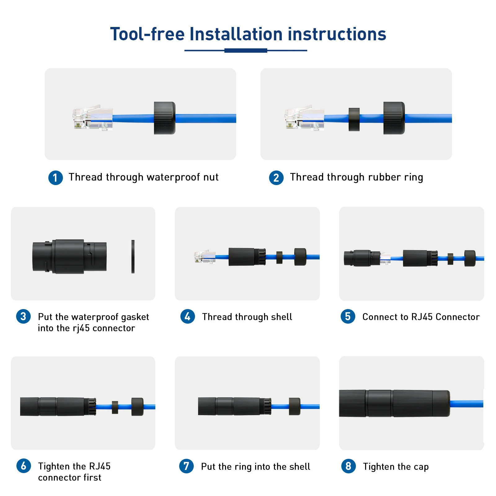Водонепроницаемая муфта ZoeRax RJ45 IP68, CAT6CAT5eCAT5, разъем сетевого соединителя «мама-мама» для наружного Ethernet-кабеля LAN (art.: 3920cc58cd92d) - 3920cc58cd92d