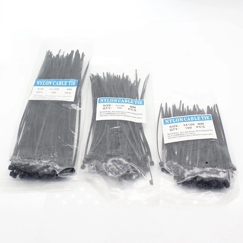 

300 Pcs Nylon Cable Self-locking Plastic Wire Zip Ties Set 3*100 3*150 4*200 MRO & Industrial Supply Fasteners & Hardwar