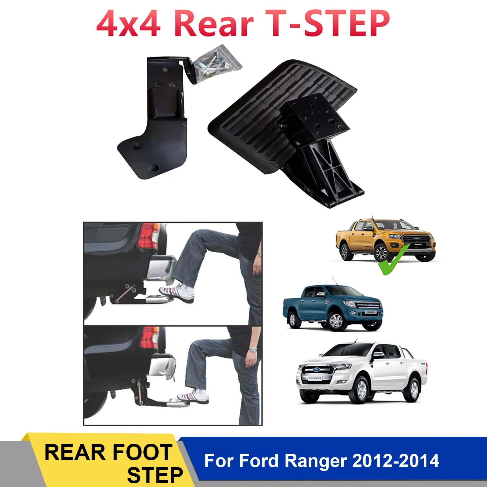 

Rear Foot Step Bumper T-Step For Ford Ranger 2012 2013 2014 Wildtrak XL XLT XLS 4X4 Black Retractable Car Styling Accessories