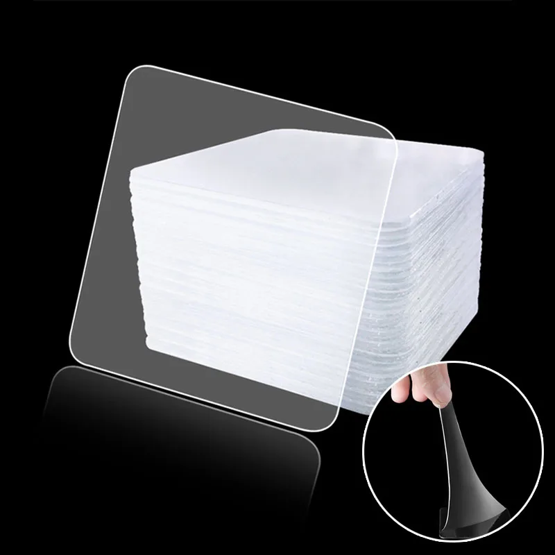 

20 Pcs Double-Sided Transparent Adhesive Auxiliary Paste Waterproof Wall Hanging Glue Tapes Strong Seamless Tile Hook Stickers