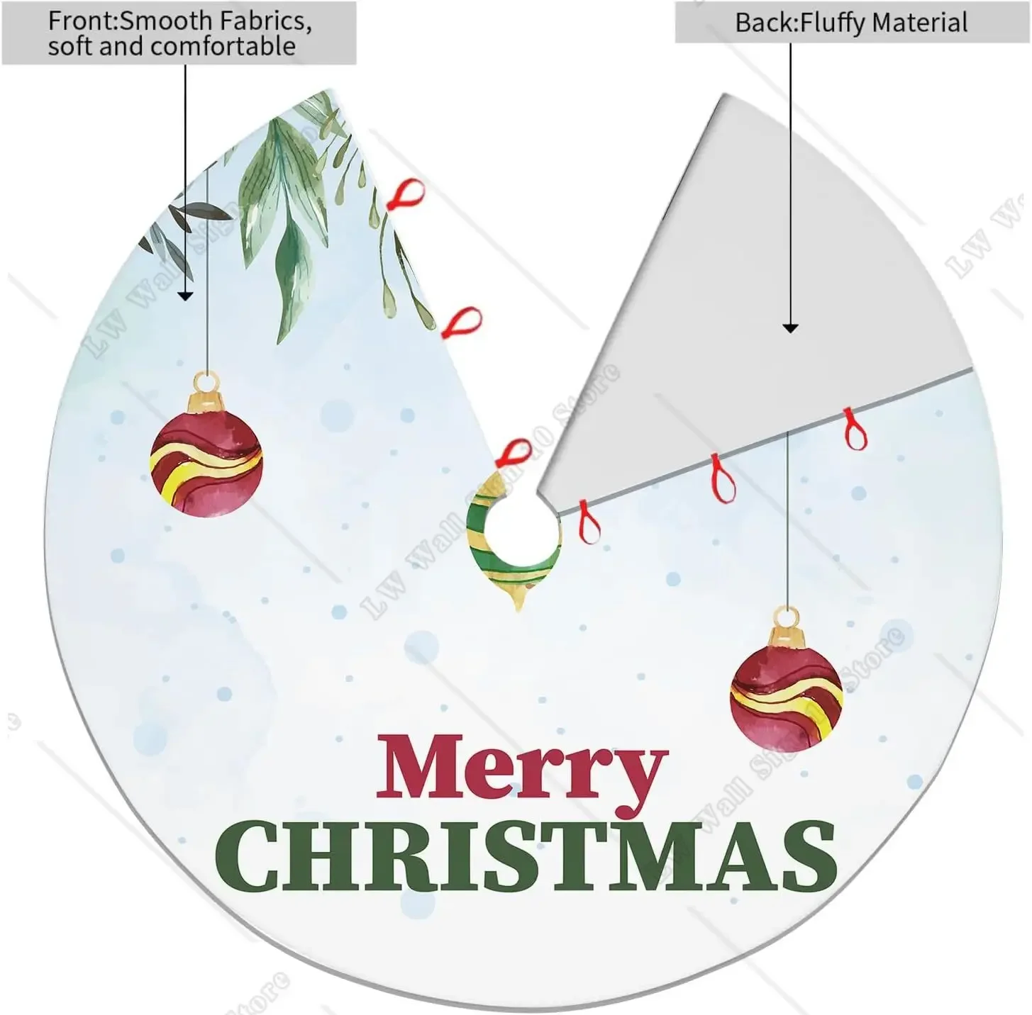 Уютная синяя юбка на рождественскую елку в виде снежинки ягод с зимними шариками