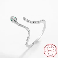 2022 new creative emerald snake head shape couple ring for women animal full diamond sterling 925 silver engagement gift jewelry