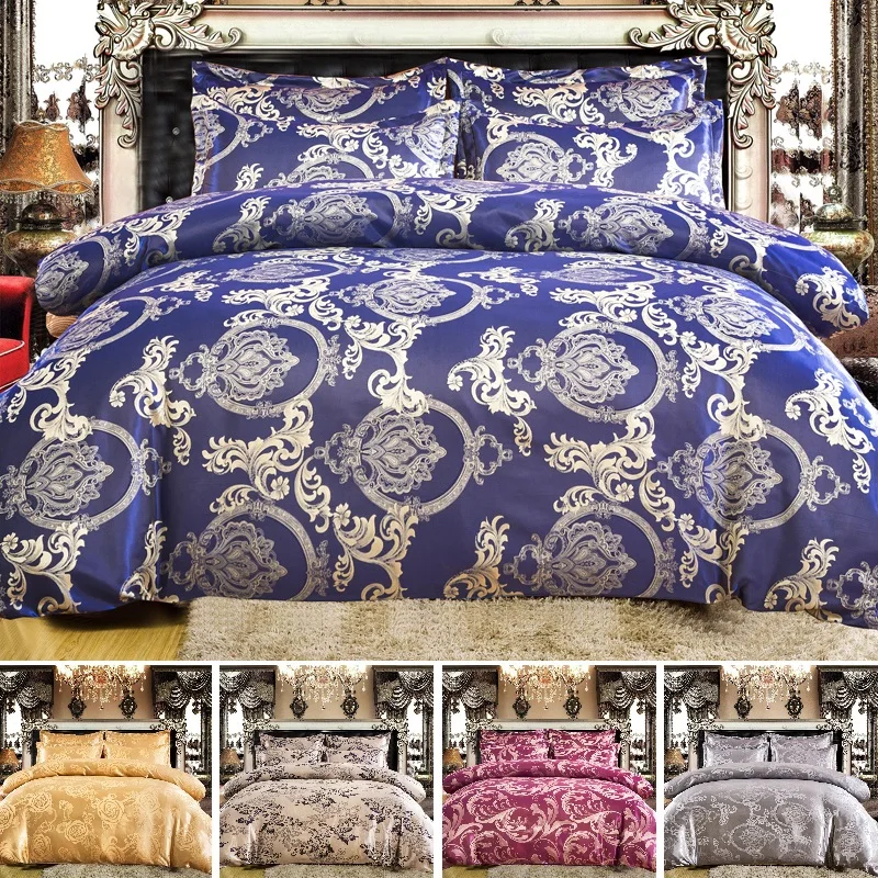 

Роскошный комплект постельного белья из сатина и жаккарда, наборы пододеяльников, 2/3/4 шт., пододеяльник, простыня, 1/2 наволочек, двуспальный ...