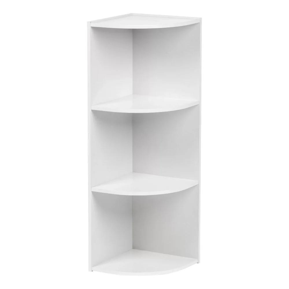 

New Small Spaces Wood Bookcase Storage Shelf 3-Tier-Corner White Children Bookshelf