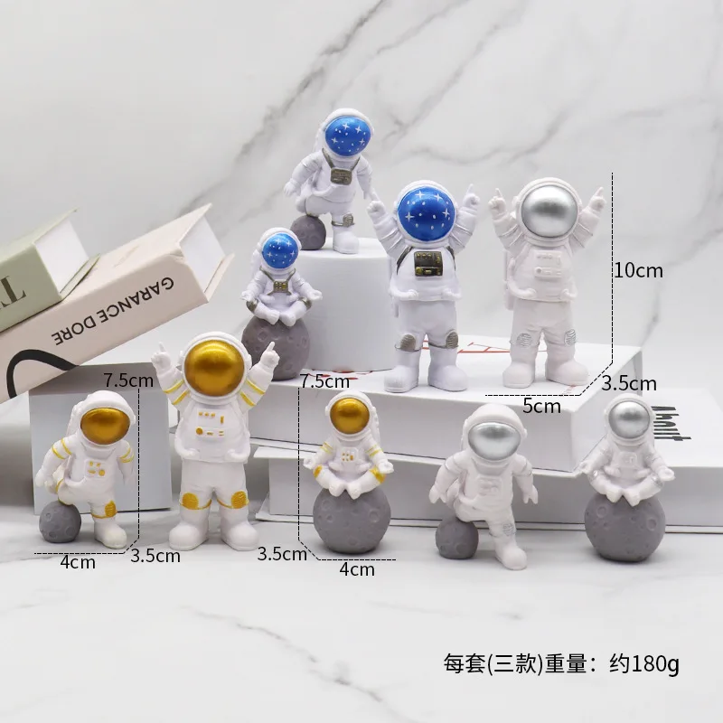 3PCS Car Decoration Cute Cartoon creative astronaut Ornament model little spaceman Auto Interior Dashboard Accessories for Gift - купить по