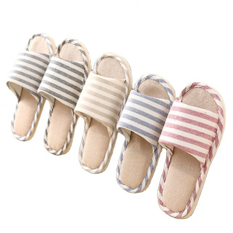 

New Women Indoor Floor Flat Shoes Spring Autumn Linen Flip Flops Home Slippers Female Slipper Comfortable Zapatillas de hombre