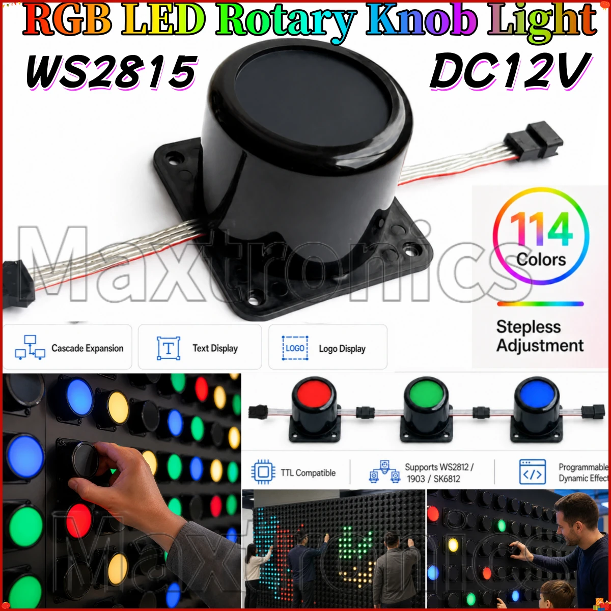 Программируемый светодиодный чип с поворотной ручкой DC12V WS2815 4PIN RGB TTL (WS2812SK68121903) для воспроизведения видео и прокрутки текста в помещении. (art.: 3920dcfd02434) - 3920dcfd02434