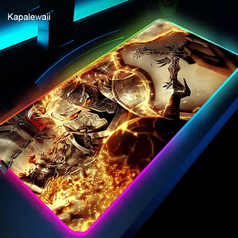 

Diablo 3 Rgb Gaming Mouse Pad XXL Computer Keyboard Carpet Pad Gaming Accessories LED Gamer PC Connected USB Desk Mat Mousepad