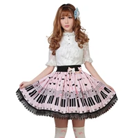 sweet pink polyester lace piano keybord printed lolita skirt