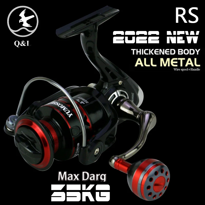 

Q&L 2022 New RS Sea All Metal Spinning Fishing Reel Fishing Reel Sea 12+1BB CNC Fishing Reel 35kg Max Drag 5.2:1