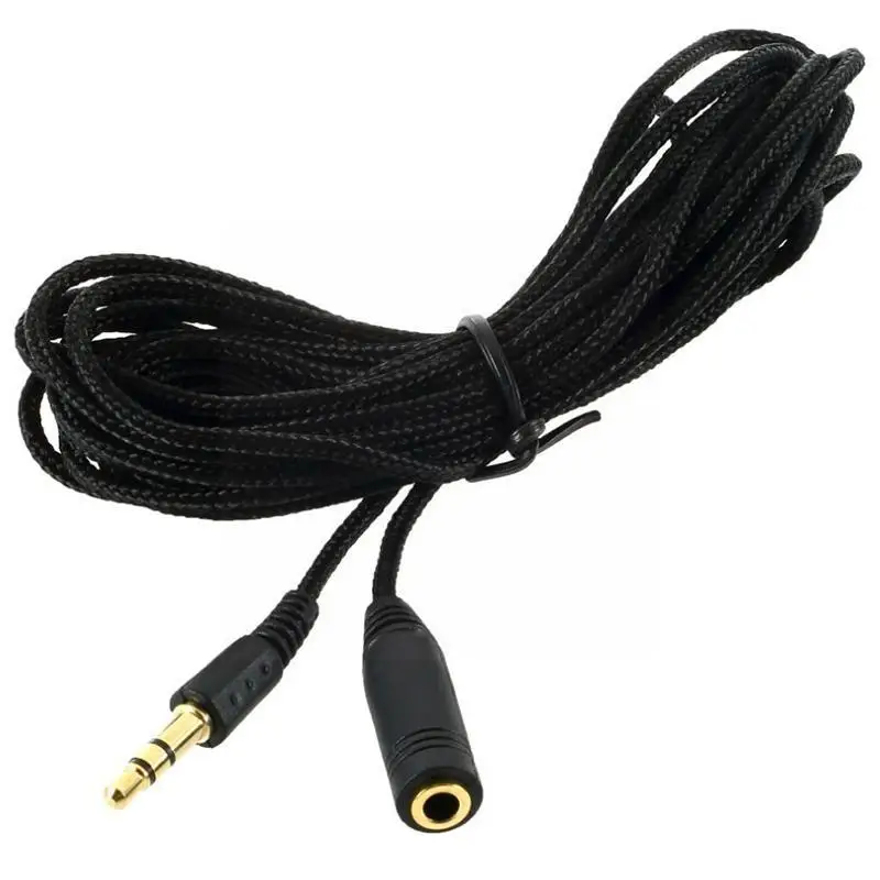 

New 5m Earphone Headphone Stereo Audio Extension Cable Cord For Speaker Phone Cloth Lanyards Wire 3.5mm Jack Female To Male N5l5