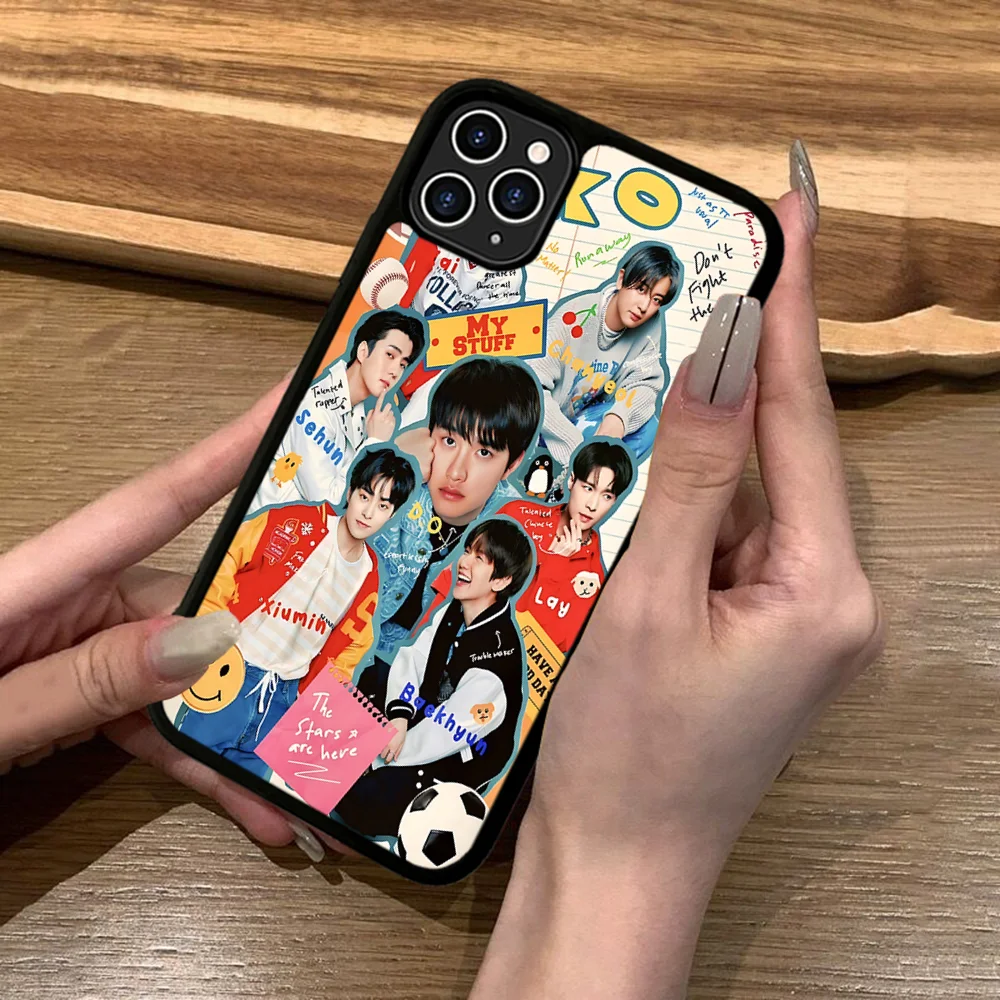 Фото Корейский чехол для телефона Kpop-E-EXOS, силиконовый ПК + ТПУ для IPhone 11, 12, 13, 14, 15, 16 Plus Pro Max, чехол №3