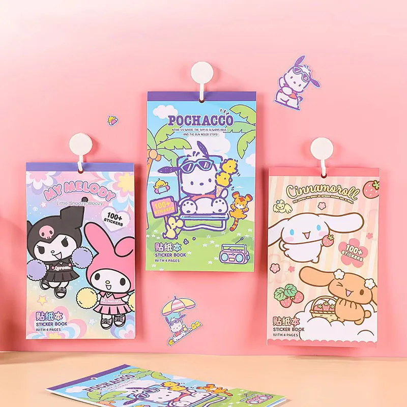 

Sanrio Sticker Book Kawaii Kuromi MyMelody Cinnamoroll Pochacco Cartoon Phone Notebook Decoration Fun Stickers Student Prizes