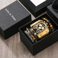 new mens luxury business watches stainless big dial 3pcs bracelet set gift for men quartz wristwatches regalos para hombre