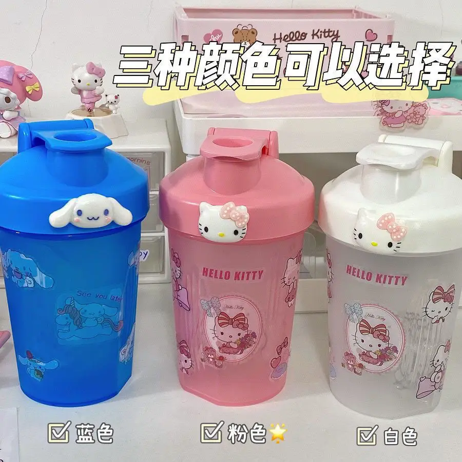 

400Ml Anime Sanrio Hello kitty Kawaii Water Cup Summer Student Girl Heart Plastic Water Cup High Capacity Straight Drink Cup