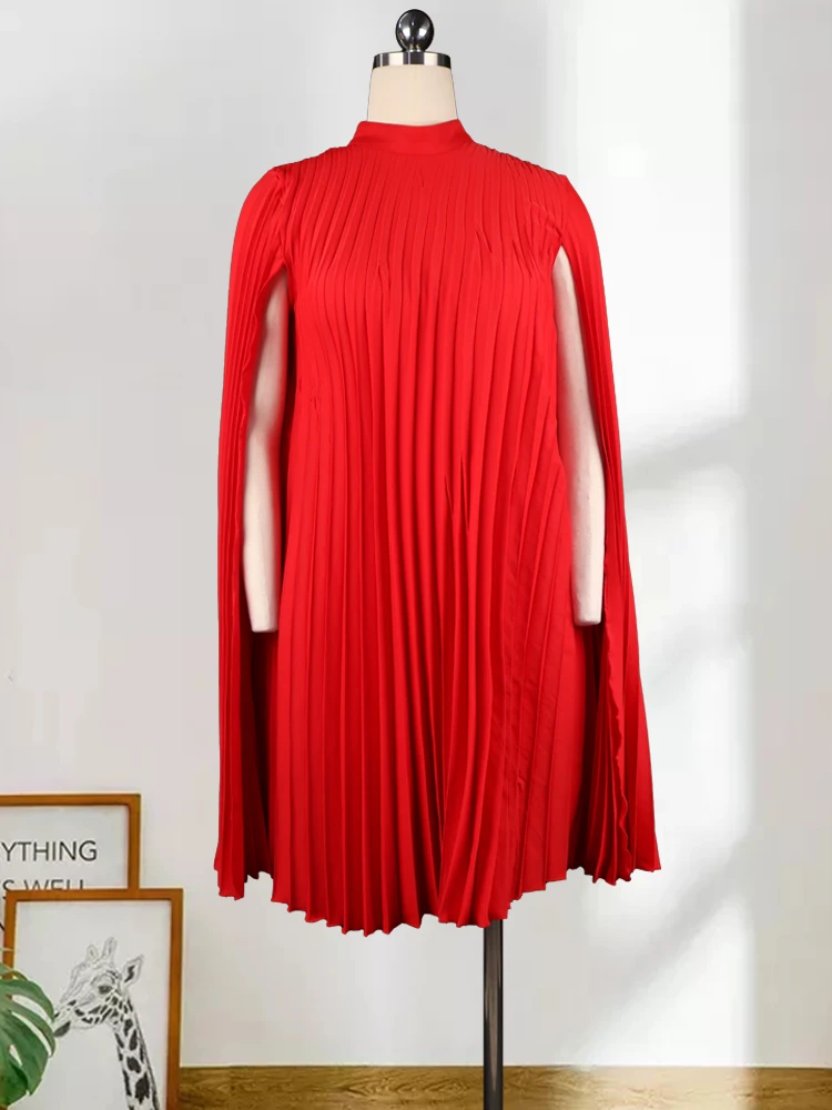 Plus Size Dresses Women Loose Clock Sleeve Outfits Casual Knee Length Pleated Evening Party African Gowns 3XL for Ladies Summer