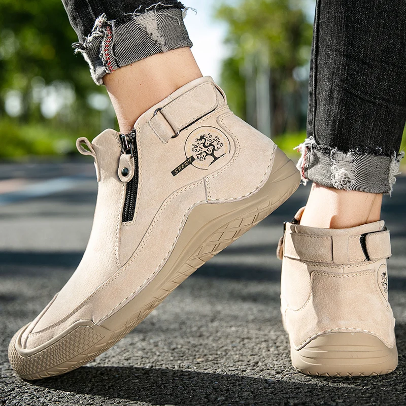 Мужские Ботильоны ручной работы повседневные кроссовки обувь на молнии большие