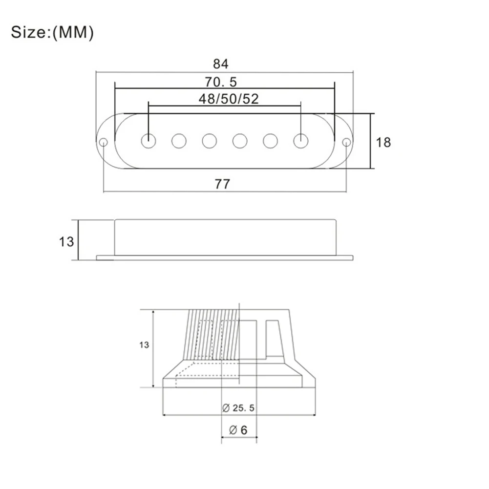 

Musical Instruments 2T1V Knob 48/50/52mm Pole For Single Coil Pickups For Strat Style Guitars ST Guitar Pickup Cover