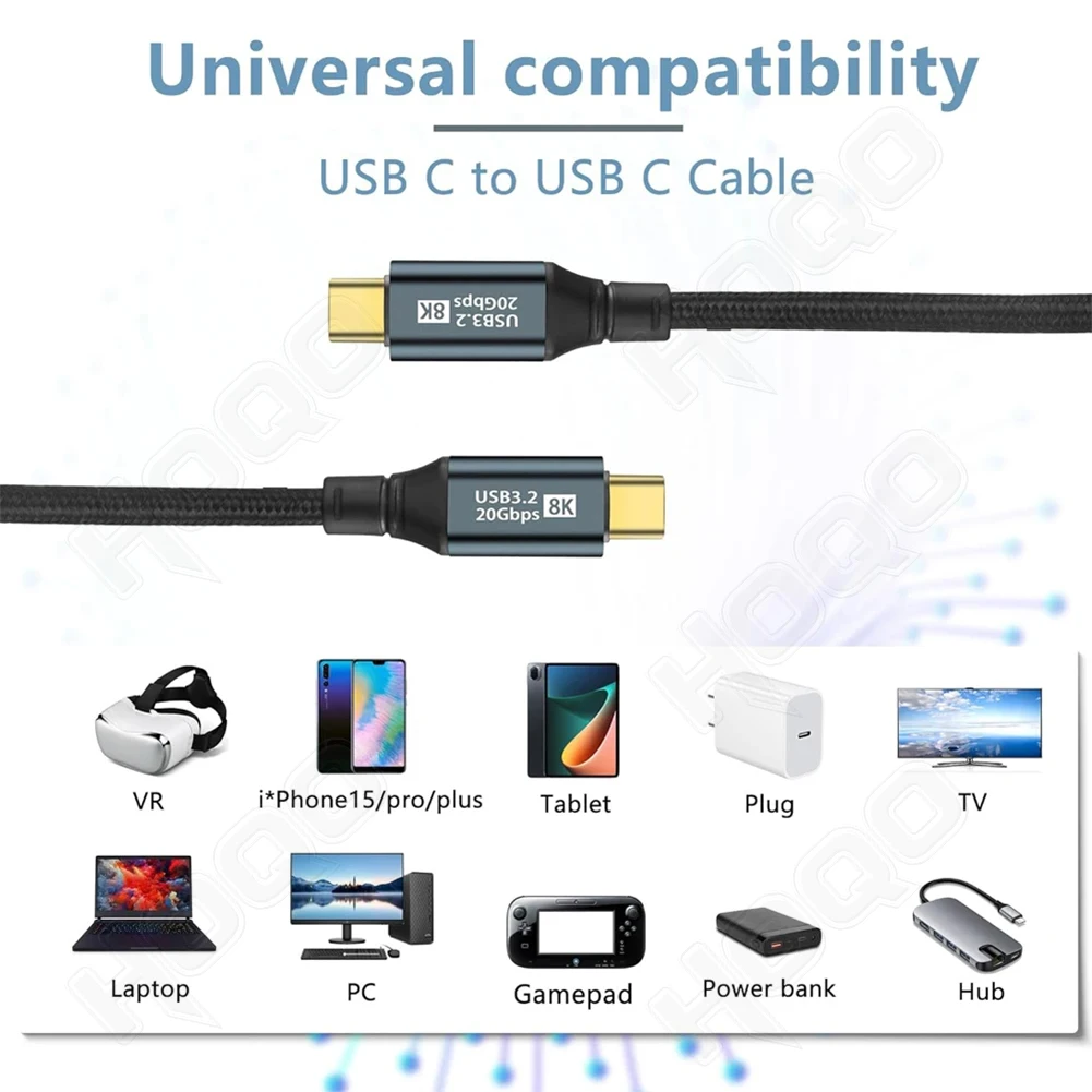 Кабель USB 3.2 20 Гбит/с PD100W типа C ThunderBolt 3 — тип 8K при 60 Гц для i Phone 15 Pro Max MacBook