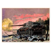 ger wehrmacht tiger tank vintage kraft paper posters prints ww ii panzer armored picture wall art painting military wall chart