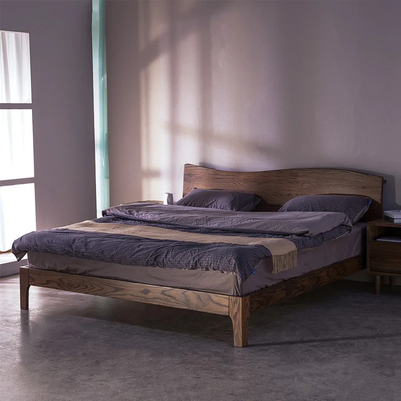

Северо-американская кровать из черного ореха, скандинавский стиль, 1,8 метра, Основная спальня, двойной дуб, современная простота