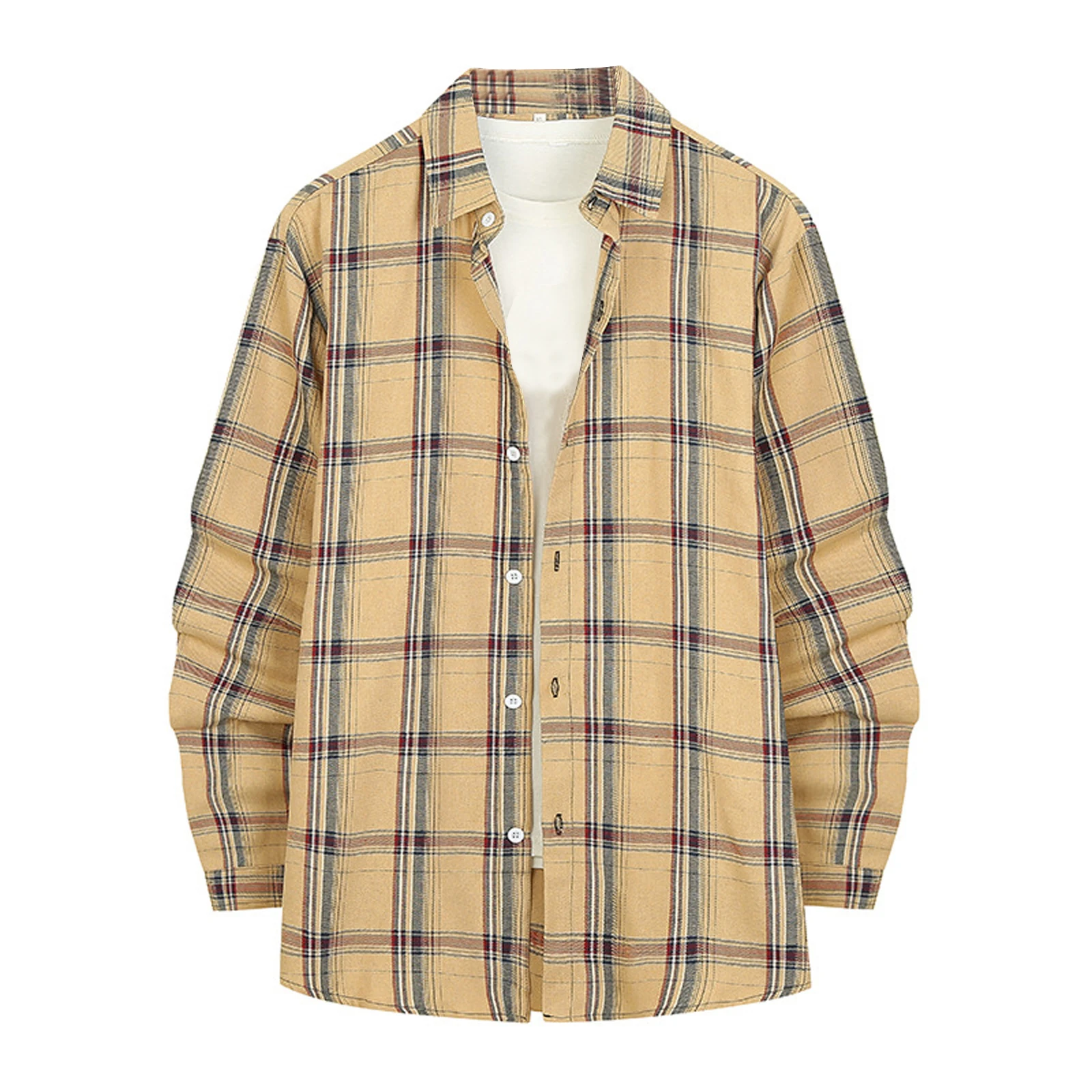 

Men's Long Sleeve Shirt Plaid Pattern Turn-Down Collar Button-Down Street Style Blouse Casual Simple Tops