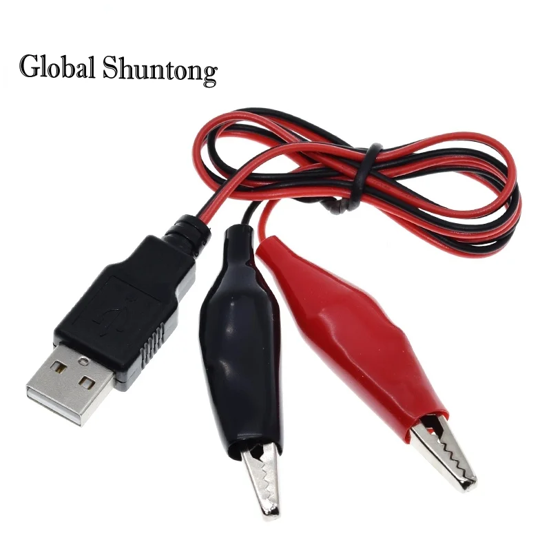 

Test Probe Metal Alligator Clips Connector with Wire Male USB Connector Test Leads Crocodile Clamp