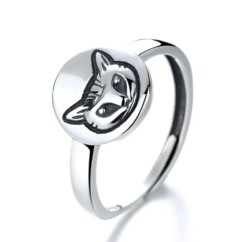 

95 silver fashion ring tide brand G cat head retro ring simple sterling silver niche ring European and American Joker female