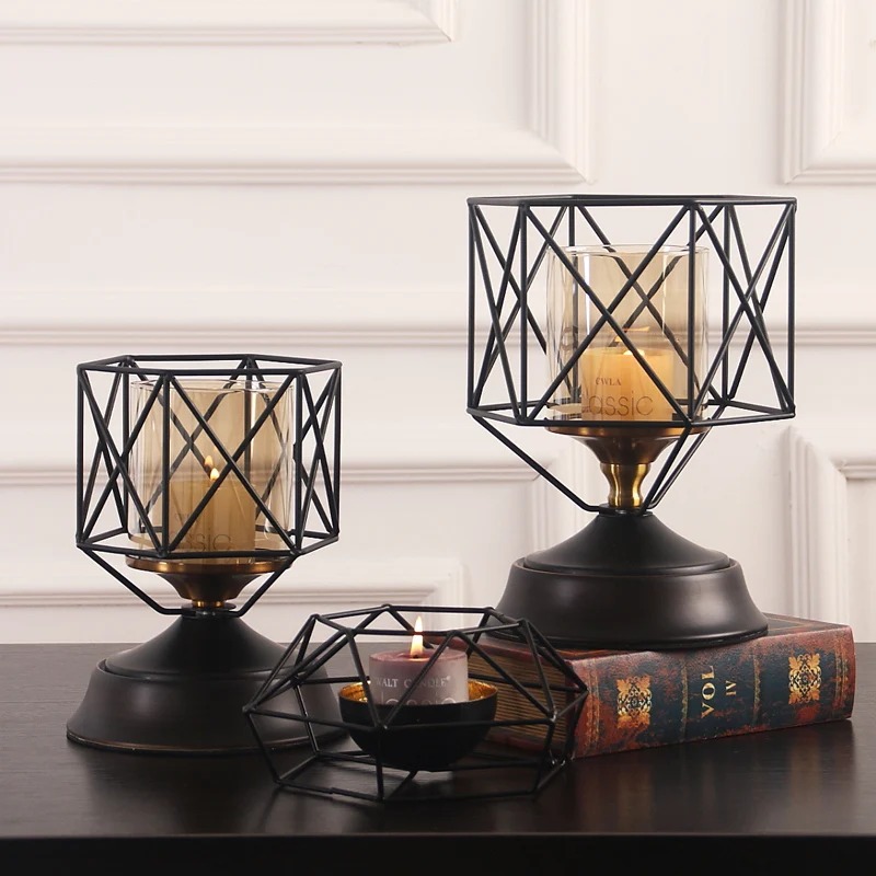 

Nordic Home Decoration Accessories Iron Art Romantic Candle Holders Geometric Decor Desktop Ornaments Housewarming Gifts Ufficio