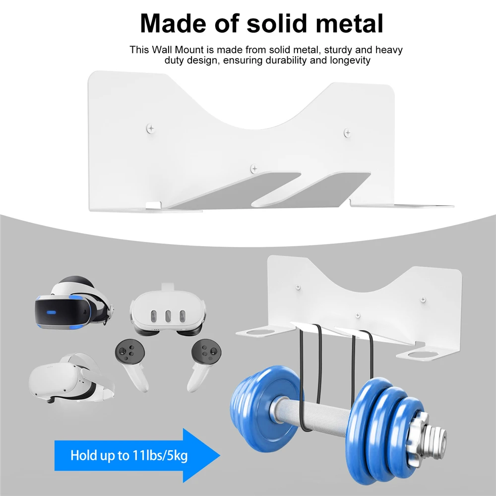 

Wall Mount Metal Bracket For Meta Quest 3 Stand Holder Hook Space Saving VR Glasses Storage Rack Holder with Install Tool
