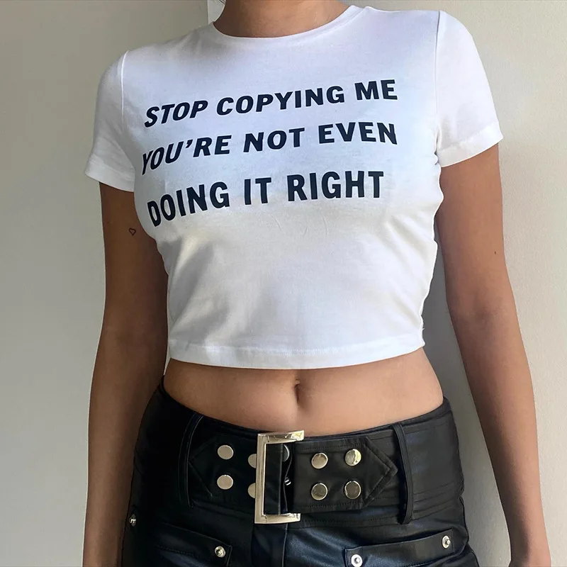

Summer New 2022 Round Collar Pullover, Short Sleeve, Letterprinted Midriff European And American Women'S Blouse And T-Shirt