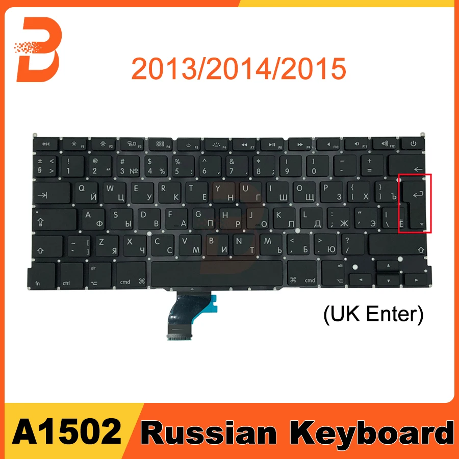 

New Laptop a1502 Russia Big Enter Key Keyboard For Macbook Retina 13" A1502 Russian Keyboard 2013 2014 2015 Years