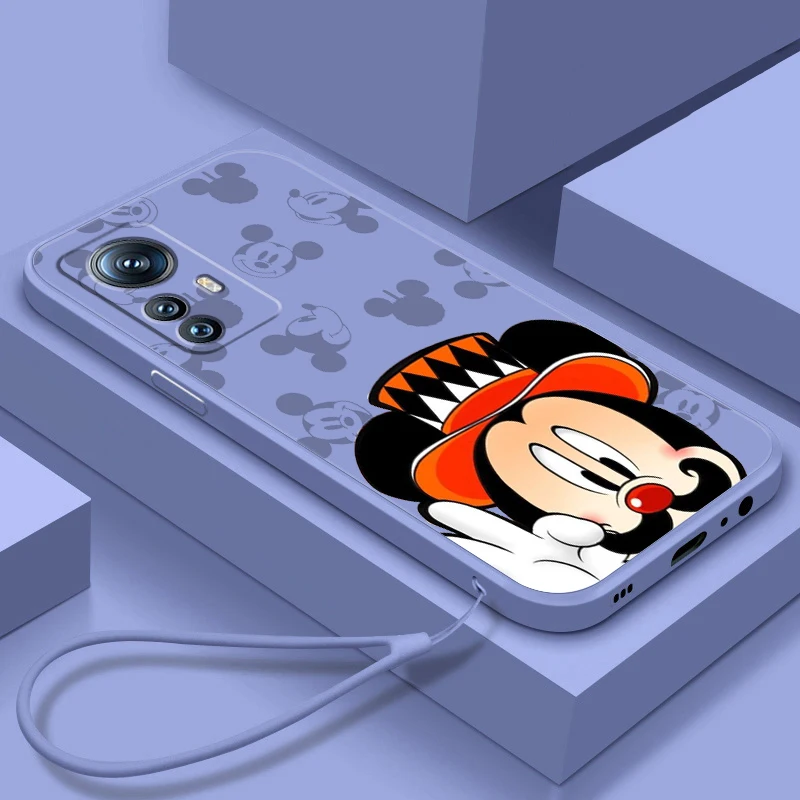 

Phone Case For Xiaomi Mi 12T 12S 12 12X 11i 11T 11 10 10S 10T Pro Lite Ultra 5G Disney Mickey Mouse Minnie Liquid Rope Funda