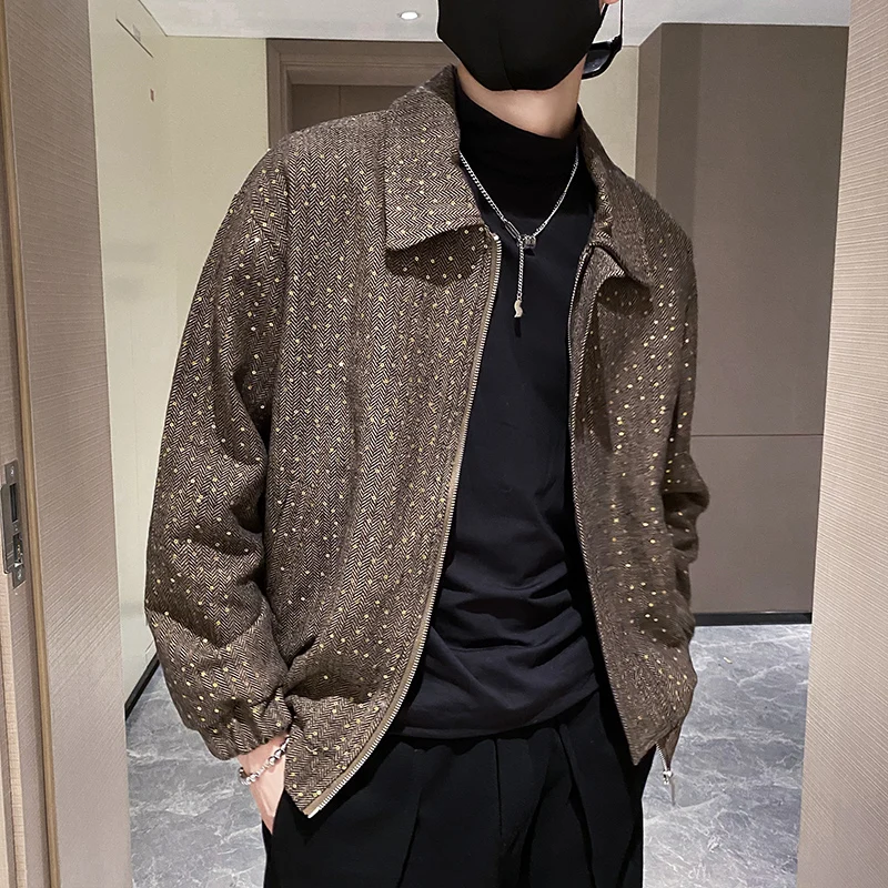 

High Quality Luxury Full Rhinestones Jacket Men Jacket Coat Hot Drill Punk Club Outfit Jacket Jaqueta Bomber Diamond M25