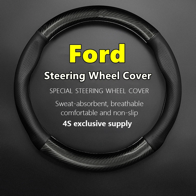 

For Ford Car Steering Wheel Cover Carbon Fiber Leather Fit Ranger Focus F150 MK4 Mondeo Mustang Fiesta Explorer Raptor MK1