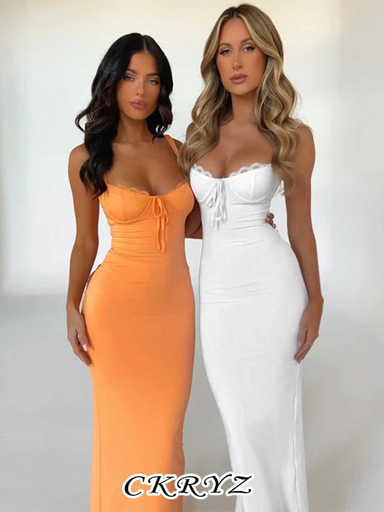 

Ckryz-Women's Sleeveless Backless Side Slit Midi Dress, Sexy Bodycon, New Fashion, Birthday Party Clubwear, Summer Clothes, Y2K