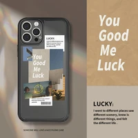 you good me luck collage art aesthetics clear transparent phone case for iphone 11 12 13 mini pro xs max 8 7 6 6s plus x xr
